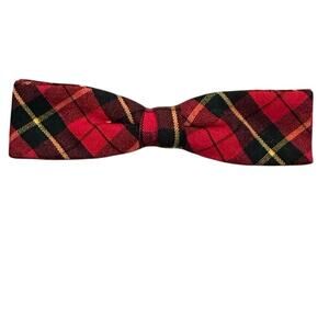 Vintage Wembley Men's wool Red Black Plaid Tartan Bow Tie